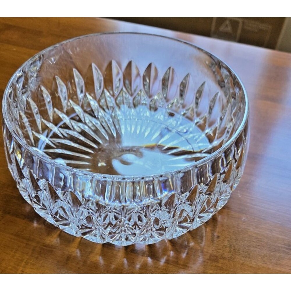 Gorham Crystal Althea Heavy Fine Cut Glass Centerpiece Glass Bowl 7.5 X 3.5"